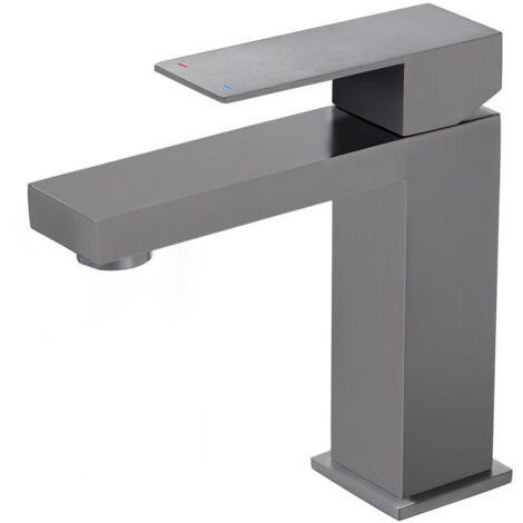 Robinet carré pour lavabo chaud et froid, lavabo de salle de bain, lavabo monotrou, robinet noir pour salle de bain