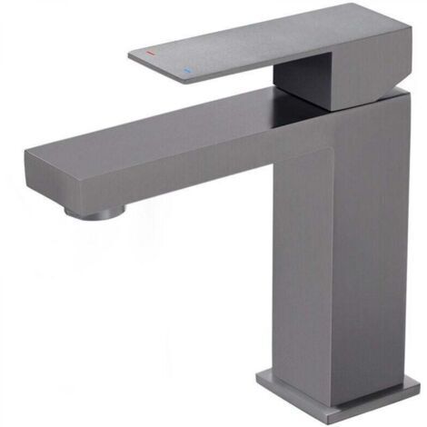 Robinet carré pour lavabo chaud et froid, lavabo de salle de bain, lavabo monotrou, robinet noir pour salle de bain