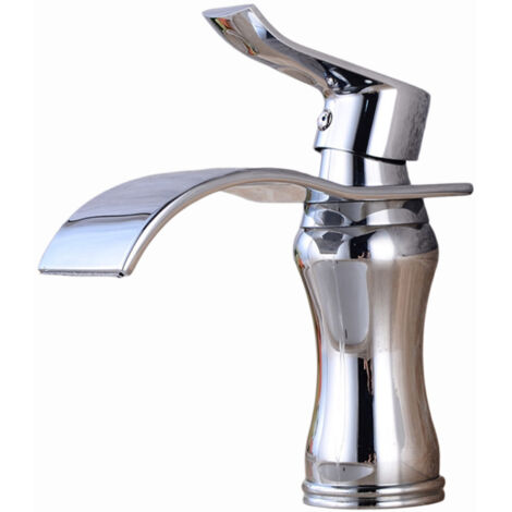 Robinet cascade eau chaude et froide pour vasques et lavabos de salle de bain avec robinet monotrou anti-éclaboussures