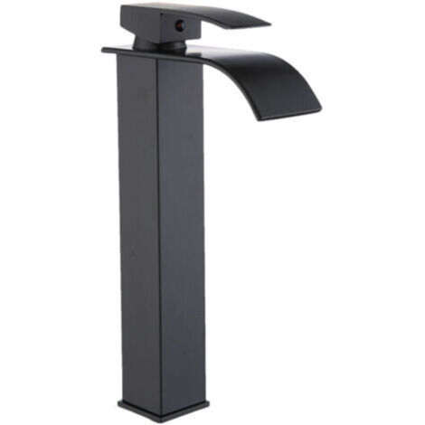 Robinet cascade en laiton massif pour lavabo – Mitigeur mono-commande haut avec mélange eau chaude/froide et double arrivée