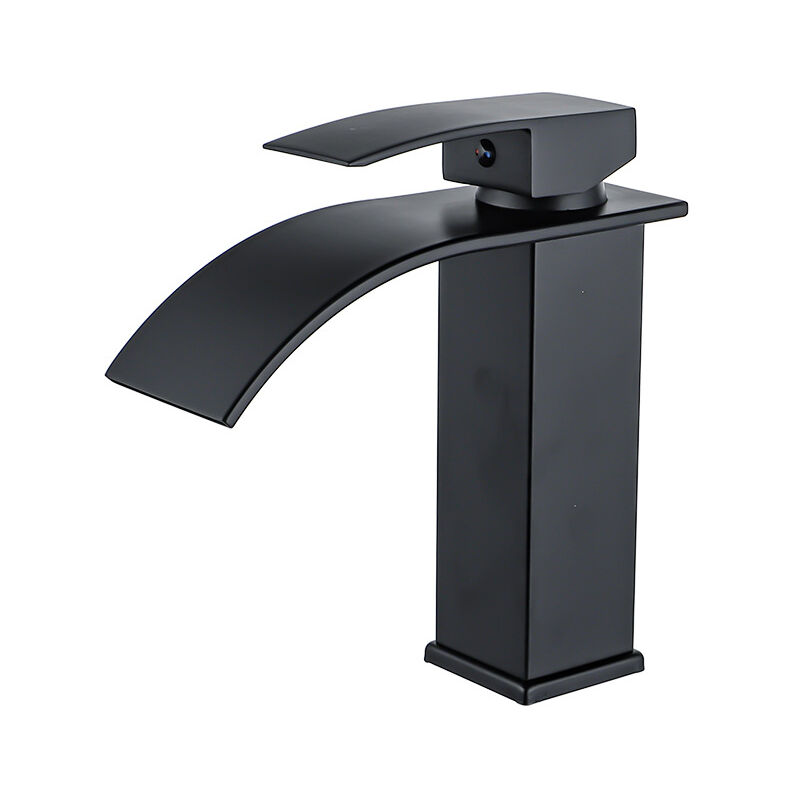 Linghhang - Robinet cascade laqué noir évier de comptoir chaud et froid armoire de salle de bain robinet monotrou robinet de lavabo cascade, robinet