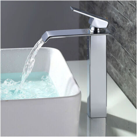 Robinet cascade pour lavabo – Mitigeur haut de gamme en chrome, design moderne et élégant, idéal pour vasque – INHHUB
