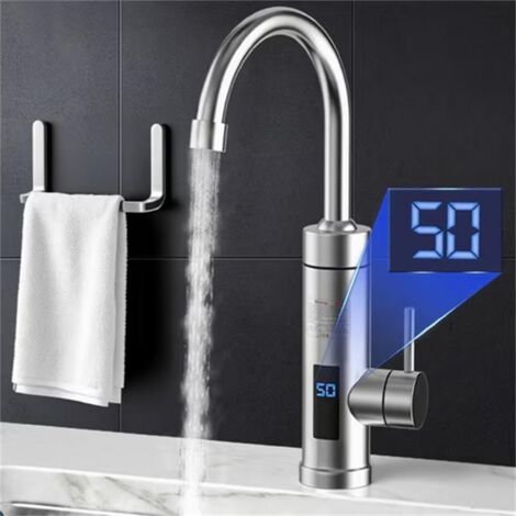 Robinet Chauffant Électrique à Affichage LED, Température Réglable, Chauffage Ultra Rapide, Rotation 360°, Acier Inox 304, Sécurité Renforcée