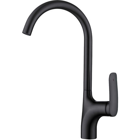 AQUASUP Robinet Cuisine 1 Bec Noir en Laiton Pivotant à 360 Degrés avec le Système d'économiser l'eau,Mitigeur Evier Monocommande Eau Froide-Chaude