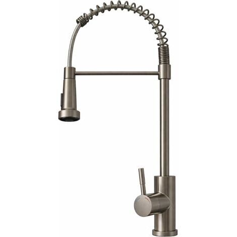 ® Robinet Cuisine Arc Élevé avec Douchette Extensible – Mitigeur Évier Ressort en Acier Inoxydable – Robinet Cuisine Flexible –2 Modes - Rotation 360° – Installation Facile (GRIS MÉTALLISÉ)