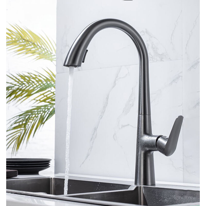 Jn.songs - Robinet Cuisine Robinets d'Évier avec Douchette Extensible Mitigeur Cuisine Rotatif à 360° 2 Modes de Pulvérisation- Gris