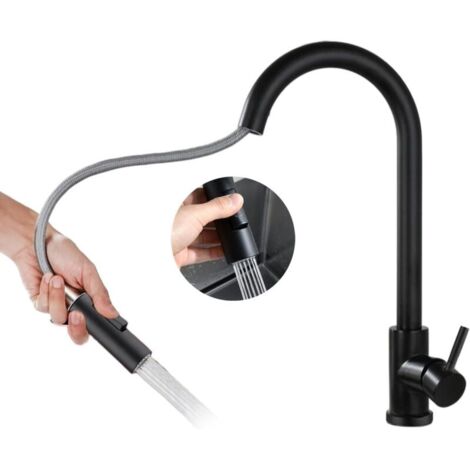 Robinet Cuisine avec Douchette, Mitigeur Cuisine avec Bec pivotant à 360°, 2 Modes de Pulvérisation, Acier Inoxydable Robinet pour éviers de Cuisine à 1 trou