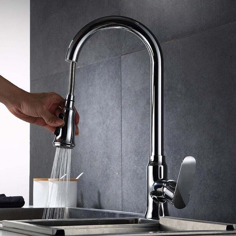 Debuns - Robinet Cuisine avec Douchette Pivotant à 360° à Ressort de Pulvérisation avec Tuyaux Mitigeur Monocommande Evier Froide et Chaud Disponible