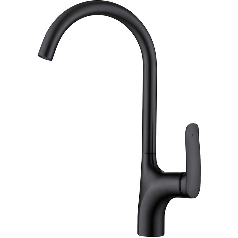Aquasup - Robinet Cuisine 1 Bec Noir en Laiton Pivotant à 360 Degrés avec le Système d'économiser l'eau,Mitigeur Evier Monocommande Eau Froide-Chaude