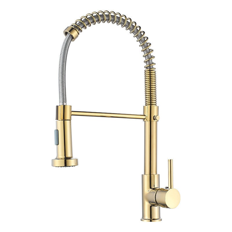 Cyslmuk - Robinet Cuisine doré 360°robinetterie de cuisine Avec 2 Modes de Pulvérisation Mitigeur Cuisine Monocommande Evier Froide et Chaud