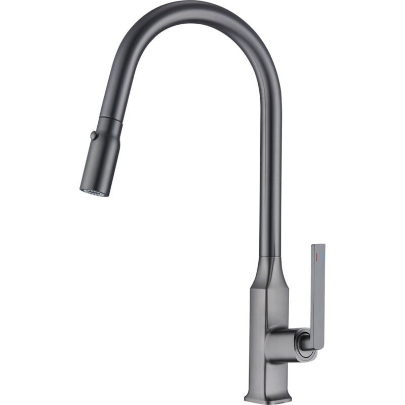 Aquasup - Robinet Cuisine Douchette en laiton Mitigeur Cuisine avec Douchette pour l'evier avec Rotatif à 360° Gris Foncé