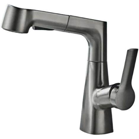 Robinet Cuisine Douchette, Mitigeur Cuisine avec Douchette, Robinetterie de Cuisine avec Douchette Extractible Rotatif à 360° Froid & Chaud Disponible, Gris