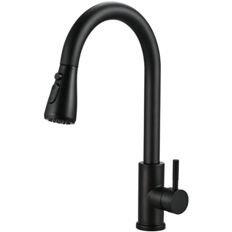 Robinet Cuisine Douchette Mitigeur Cuisine Pivotant à 360° d'Évier à Arc Élevé Robinet de Cuisine en Acier Inoxydable 3 Modes Pulvérisateur Extensible.Tuyau gratuit de 60 cm (Noir Mat)