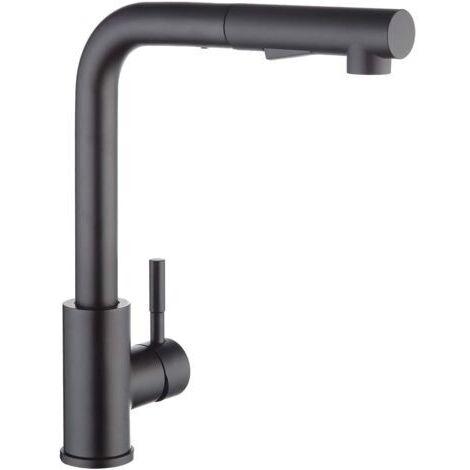 Robinet Cuisine Douchette Noir, Mitigeur Cuisine avec Douchette Extractible, Robinetterie de Cuisine Brossé Inox 304, Mitigeur Evier Rotatif à 360°, Robinet Evier 2 Jets（Noir Mat）dengyank