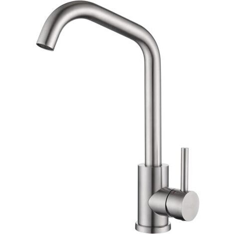 Robinet Cuisine en Acier Inoxydable Brossé, Mitigeur Evier Haute Pression, Robinet de Cuisine Pivotant à 360°, Robinettrie d'eau Chaud et Froid, Aérateur Démontable, Cartouche Céramique