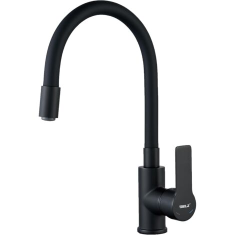 Robinet Cuisine Flexible Chromé – Mitigeur Cuisine Pivotant à 360°, Robinet de Cuisine en Laiton Durable, Robinetterie de Cuisine avec Perlator Économiseur d'Eau,noir mat