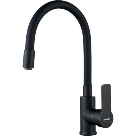 Robinet Cuisine Flexible Chromé – Mitigeur Cuisine Pivotant à 360°, Robinet de Cuisine en Laiton Durable, Robinetterie de Cuisine avec Perlator Économiseur d'Eau,noir mat