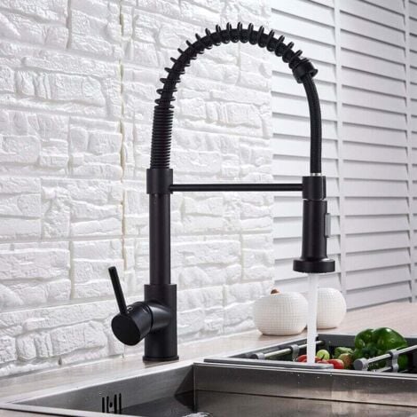 SUGUWORD Robinet Cuisine Flexible Mitigeur Robinet Evier de Cuisine Flexible à Bec Rotatif 360° Design Robinet Monotrou Eau Chaude et Froide en Laiton Chromé et Noir