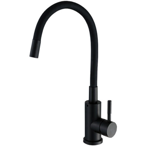 Robinet Cuisine Flexible Robinet avec 2 Types de Jets, Mitigeur Cuisine Rabattable, Flexible Mitigeur Evier avec Eau Chaude et Froide (Noir)