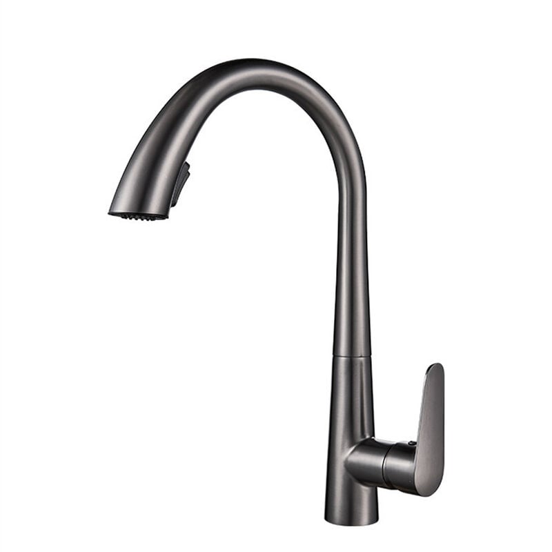 Petites Ecrevisses - Robinet Cuisine avec Douchette Extractible Mitigeur Monocommande Rotatif à 360° Froide et Chaud Disponible Gris