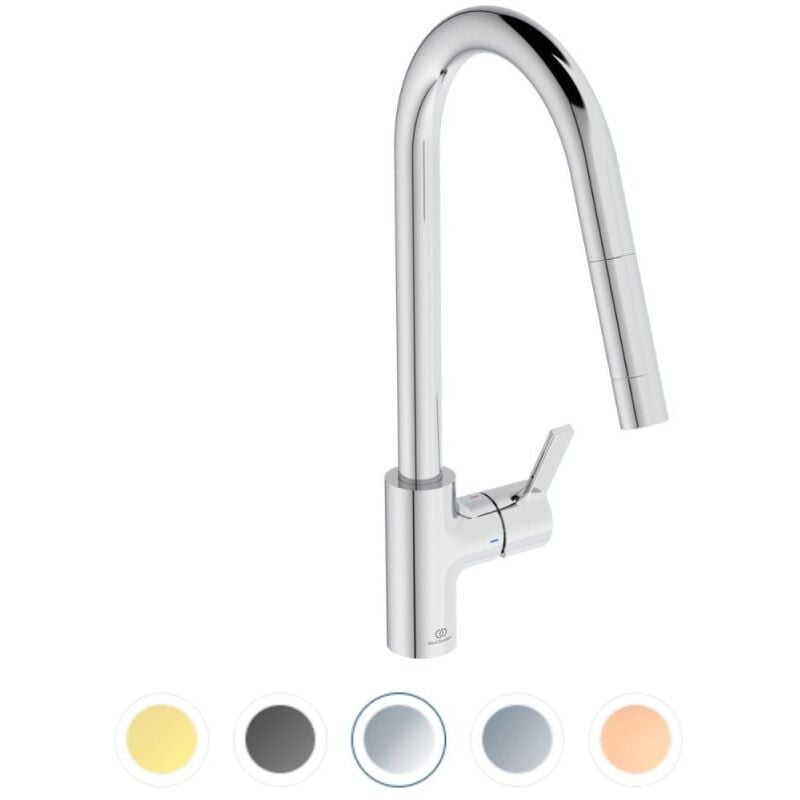 Ideal Standard - Robinet de cuisine avec douchette Gusto 2 jets chromé + nettoyant Briochin
