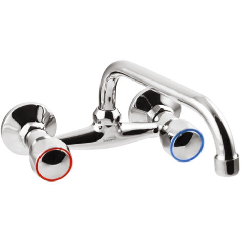 Robinet Cuisine Mitigeur Chrome Mural Bec De 25cm