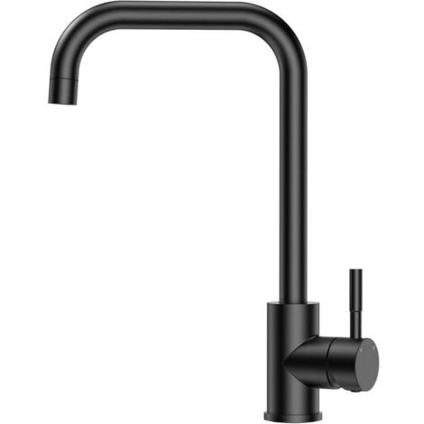Robinet Cuisine Noir, Mitigeur Cuisine Noir Mat à Poignée Unique, Rotation à 360°, Robinet Mitigeur Cuisine Chaud et Froid en Acier Inoxydable, Robinet de Cuisine Résistant à la Corrosion