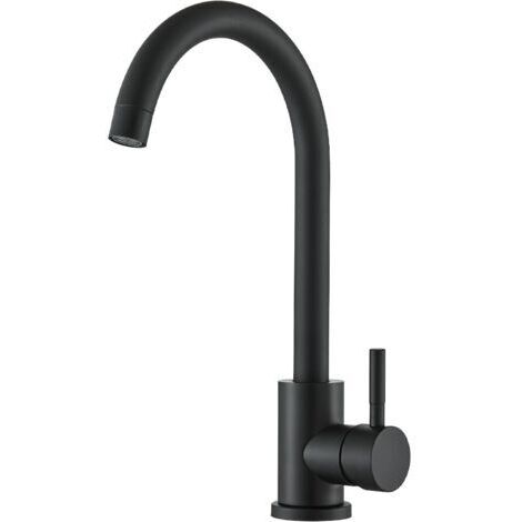 Robinet Cuisine Noir Mitigeur Cuisine Pivotant à 360° Col de Cygne Robinetterie de Cuisine Monocommande Robinet Evier de Cuisine Froide et Chaud
