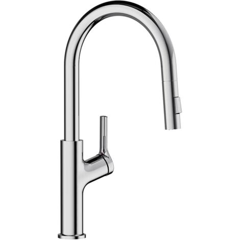 Robinet cuisine, Pivotant à 360° à Arc Élevé Mitigeur Cuisine Douchette, Installation et Nettoyage Facile, Acier Inoxydable,chrome