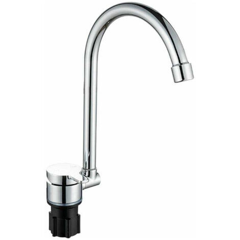 Robinet Cuisine Pliable Rotation 360° pour Camping-Car - Argent - Chrome Poli - Cuivre - Monotrou - Pivotant à 360° - Contient 1 Robinets de Cuisine