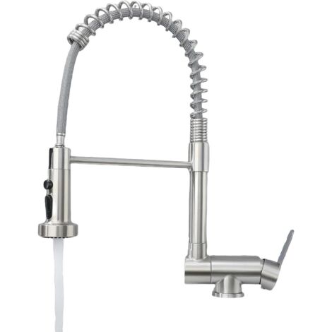 Robinet Cuisine Rabattable Douchette, Mitigeur Cuisine Rabattable Flexible Cuisine,Inox 304 Brossé Pivotant 360°, Robinet De Cuisine Rabattable