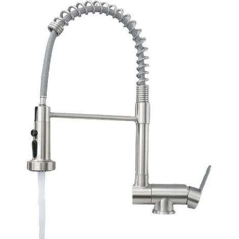Robinet Cuisine Rabattable Douchette, Mitigeur Cuisine Rabattable Flexible Cuisine,Inox 304 Brossé Pivotant 360°, Robinet De Cuisine Rabattable