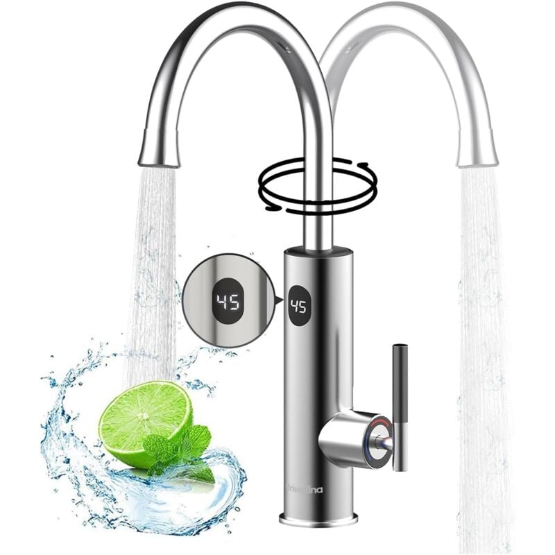 Robinet pour lavabo - Robinet d'eau chaude instantanée 220 v - Robinet chauffe-eau électrique sans réservoir - Affichage de la température par