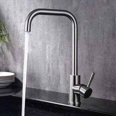 Robinet Cuisine, Robinet Rotatif à 360° en Acier Inoxydable,Adapté aux éviers Simples et Doubles,Adapté à l'eau Chaude et Froide (SKU produit : 95331145 SKU Offre : 25319SLT20)