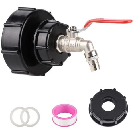 Robinet Cuve 1000L Laiton Connecteur Cuve 1000L Adaptateur de Réservoir IBC Adaptateur Cuve S100x8/S60x6 Filetage Grossier 3/4'' Raccord Cuve IBC Robinet Recuperateur Eau de Pluie