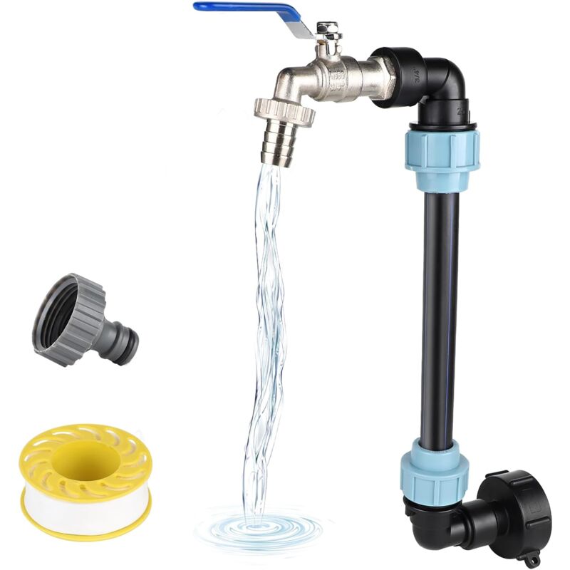 Robinet Cuve 1000L Laiton Connecteur Cuve 1000L Adaptateur de Réservoir IBC Adaptateur Cuve S60x6 Filetage Grossier 3/4'' Raccord Cuve IBC Robinet Kit