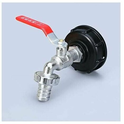 Robinet Cuve 1000L Robinet Recuperateur Eau De Pluie, Adaptateur De Réservoir d'eau IBC 1/2" Double Robinet Recuperateur Eau De Pluie,Robinet en Matériau en alliage Fabriqué en PP Filetage Gros.Gu.B/b