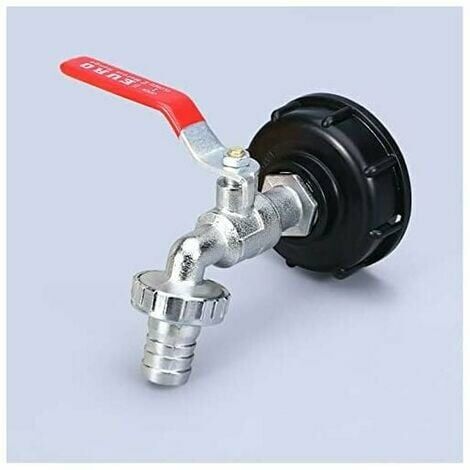 Robinet Cuve 1000L Robinet Recuperateur Eau De Pluie, Adaptateur De Réservoir d'eau IBC 1/2" Double Robinet Recuperateur Eau De Pluie,Robinet en Matériau en alliage Fabriqué en PP Filetage Gros.Gu.B/b