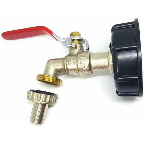 Robinet Cuve 1000l, S60X6 Adaptateur De Réservoir De Vidange IBC, 1/2 Pouce Robinet Sortie Raccord Vanne, Robinet en Laiton pour Réservoir d'eau De Pluie IBC 1000L