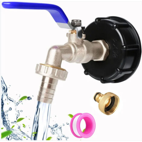 Robinet cuve 1000l s60x6 IBC cuve IBC tuyau robinet jardin raccord cuve 1000 litres avec ensemble de couvercle de 3/4 pouce adaptateur de réservoir IBC,utilisé pour bache raccord cuve 1000l