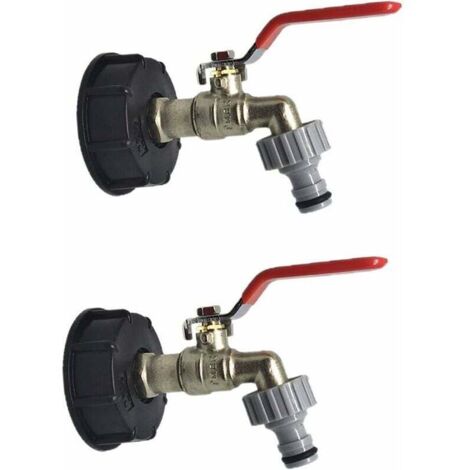 Robinet Cuve 1000L S60X6 IBC Raccord Robinet avec raccord de Tuyau 1/2" , Adaptateur de réservoir de vidange, pour Robinet de Jardin, pour d'adaptateur de cuve (2 pièces)