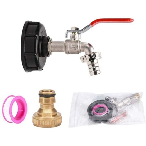 Robinet Cuve 1000L S60X6 IBC Raccord Robinet avec raccord de tuyau 1/2", adaptateur de réservoir de vidange, pour robinet de jardin,(1 pièce)