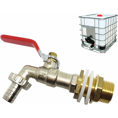Robinet Cuve 1000L,Robinet Recuperateur Eau De Pluie Adaptateur De Cuve 1/2" (13 Mm) Robinet,Adaptateur De Réservoir De Vidange IBC pour Robinet,Robinet en Laiton pour IBC (1PCS)