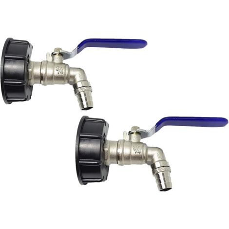 Robinet Cuve 1000l,Robinet Recuperateur Eau De Pluie IBC Adaptateur De Cuve 3/4" Robinet,Adaptateur De Réservoir De Vidange pour D'adaptateur De Cuve Fabriqué en PP Filetage Gros 60 Mm (2PCS)