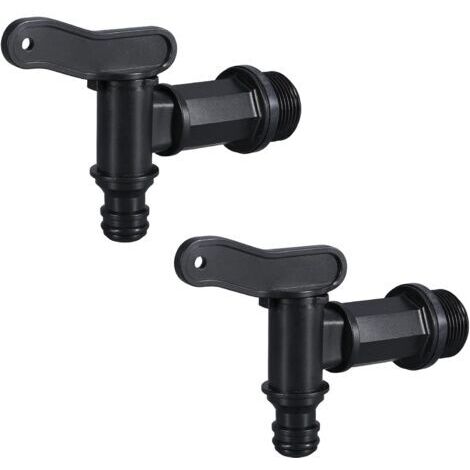 Robinet cuve Plastique,Adaptateur de boîte de Rangement d'eau IBC,Adaptateur Robinet Tuyau arrosage,pour recuperateur Eau de Pluie, avec Joint, Contre-écrou et raccord de Robinet, 3/4" (2PCS)