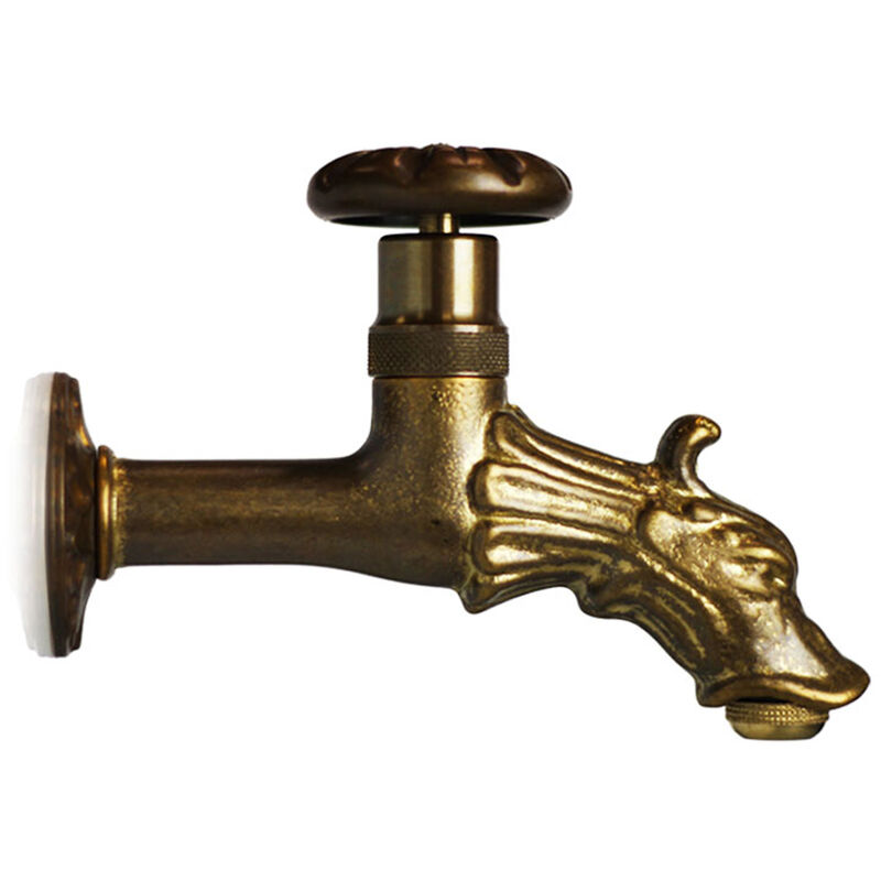 Robinet d'extérieur en laiton bronzé avec raccord 1/2" en forme d'animal