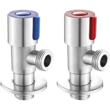 Robinet d'angle en acier inoxydable , 2 pièces , 1/2'' , vanne de régulation d'angle pour salle de bain , cuisine , toilettes (bleu , rouge)