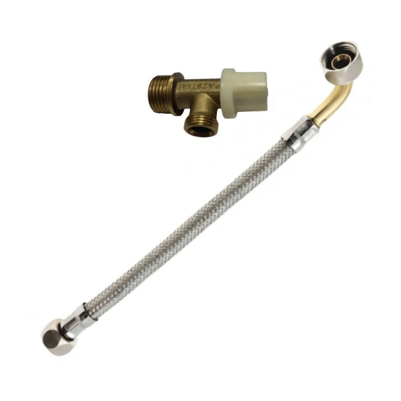 Regiplast - Robinet d'arrêt 1/2' pour réservoir wc encastré avec flexible coudé 3/8', longueur 350 mm