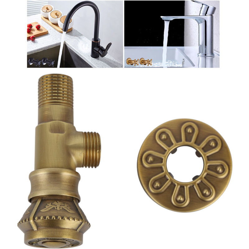 Robinet d'arrêt à angle en laiton de style européen pour eau froide et chaude pour évier, salle de bain, toilettes et cuisine- Trimec