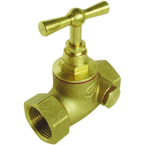 Ayor – Robinet équerre d'arrêt à visser – Double femelle 3/4' – Laiton brut – Tête à potence remplaçable – Compatible avec pas de vis standards